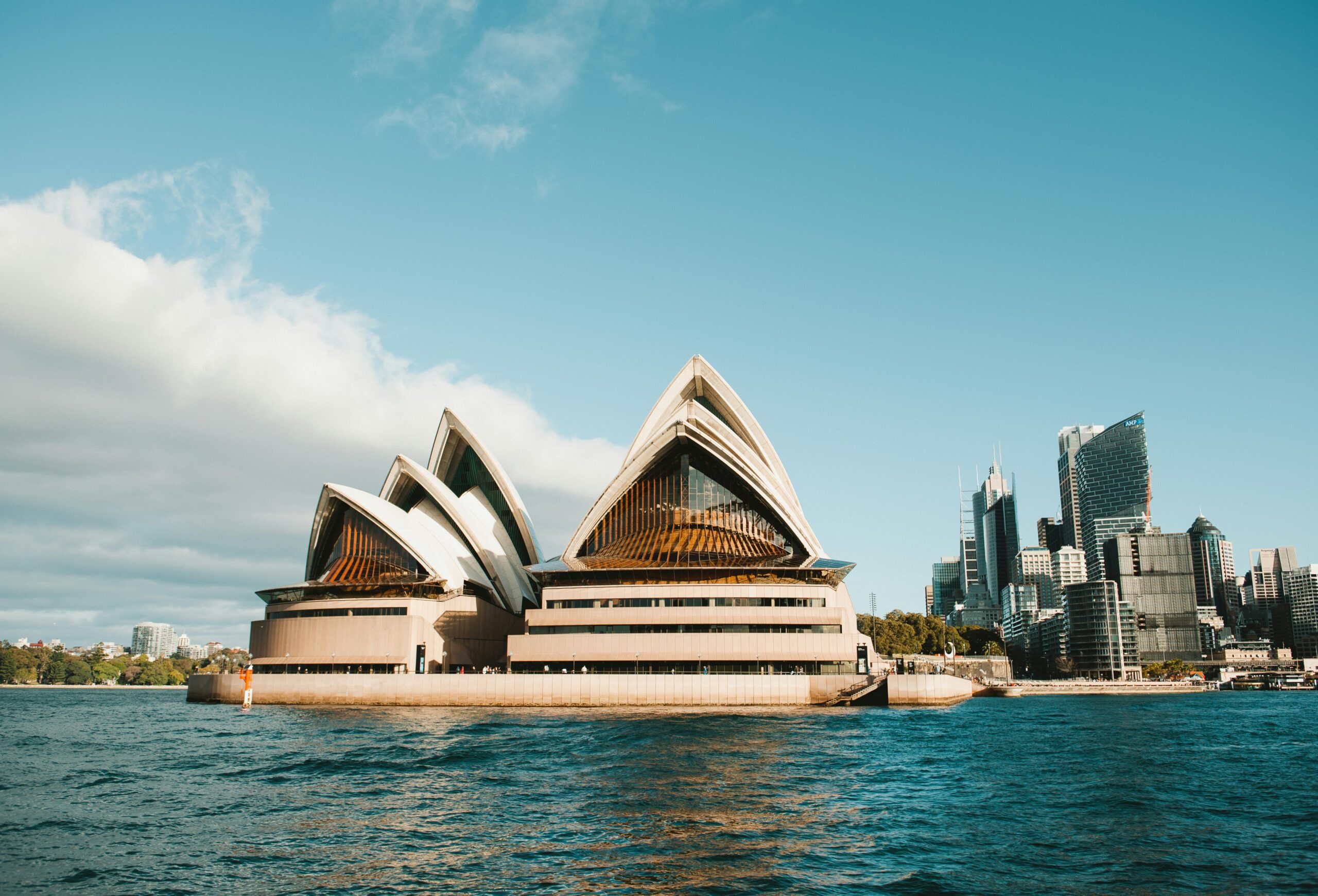 Stunning view of the Sydney Opera House against the modern city skyline on a clear day.